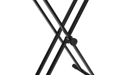 keyboard stand with 35,5cm top tubes, black, XX-model, twist lock, bolt-on tiers, compact packaging