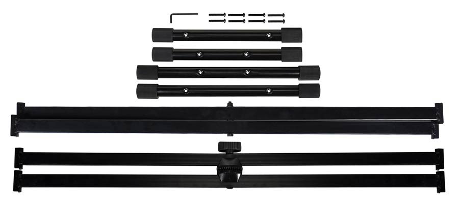 keyboard stand with 35,5cm top tubes, black, XX-model, twist lock, bolt-on tiers, compact packaging