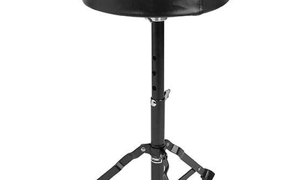 5-piece drum kit, black single braced stands, drum throne, cymbals & sticks, black