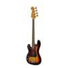 3/4 scale length vintage 62 P-style electric bass guitar, split s. coil pickup, bag, sunburst, LEFT