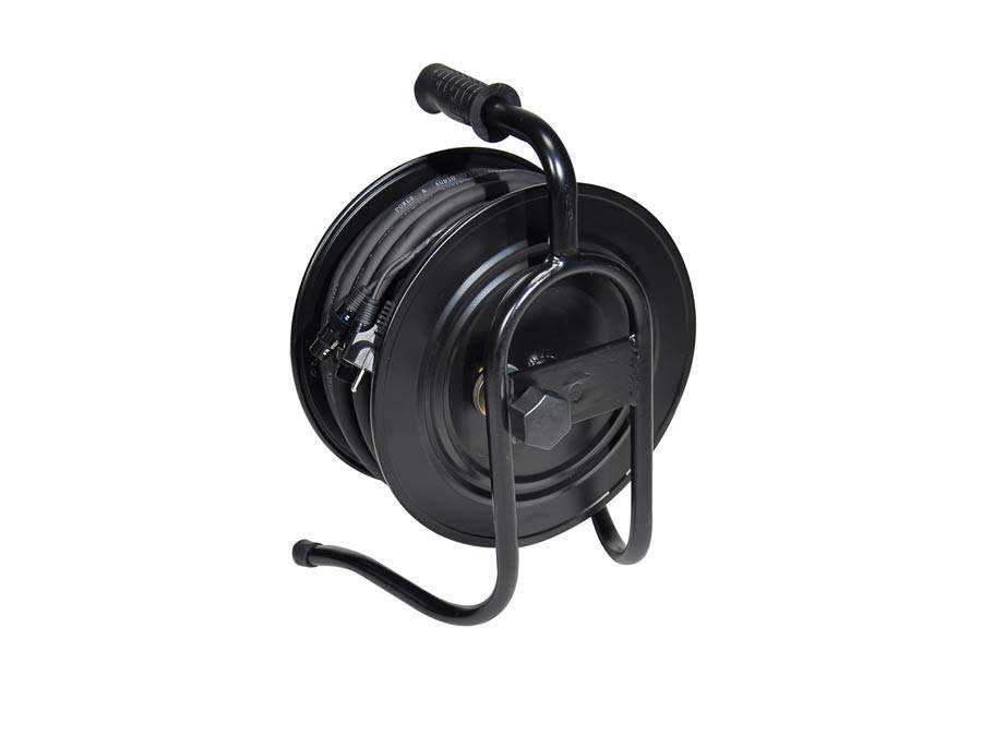 cable drum, 25 meter, in 2 xlr male and female schuko, out 2 xlr female and schuko