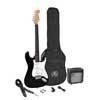 ST style electric guitar pack, 10W amp, bag, tuner, strap, cable & 6 picks,  black