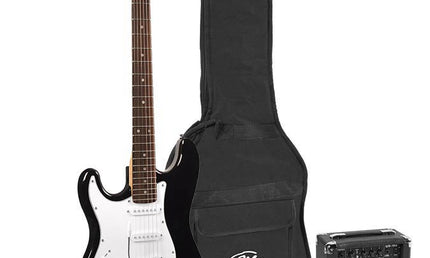 LEFTHAND ST style e-guitar pack, 10W amp, bag, tuner, strap, cable & 6 picks,  black