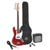 J-style electric bass guitar set, 15W amp, gig bag, tuner, cable, strap & 6 picks, candy apple red