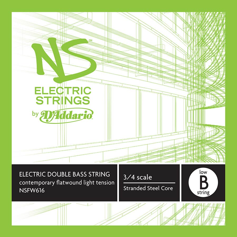 D'Addario NSFW616 Contemporary contrabassnaar B-5 3/4 Medium stainless steel