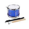 junior snare drum, blue with chrome hardware, with sticks, belt and hook, 8 inch