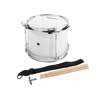 junior snare drum, white with chrome hardware, with sticks, belt and hook, 8 inch