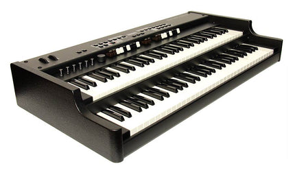 dual manual midi controller, 2x 61 waterfall keys, 20 drawbars, 6 pots, fully programmable