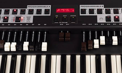 dual manual midi controller, 2x 61 waterfall keys, 20 drawbars, 6 pots, fully programmable