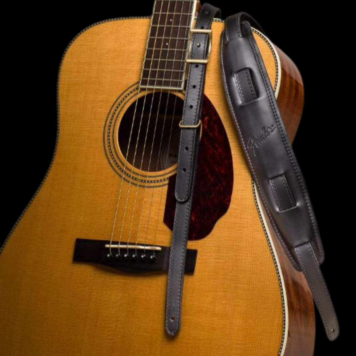 Fender 0990689106 Long Vintage Saddle Gitaarband Zwart afbeelding 4