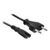 power cable, black, 2 x 0,75mm2, euro to IEC-320-C7, 2 meter