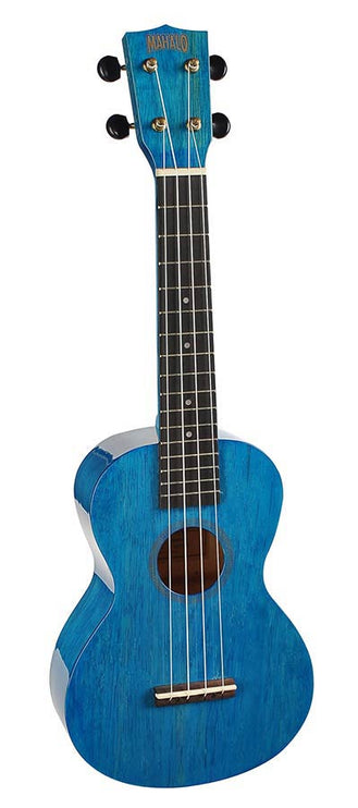 concert ukulele, transparent blue, with bag