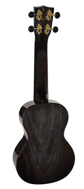 concert ukulele, wide-neck, transparent black, with bag