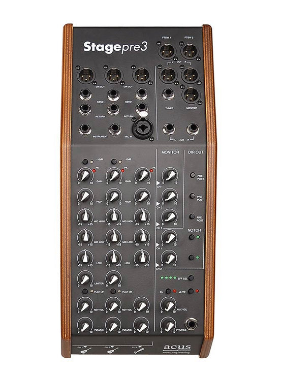 preamp/mixing console STAGE PRE 3, three channels, EQ, pre/post AUX, reverb, natural lacquered wood