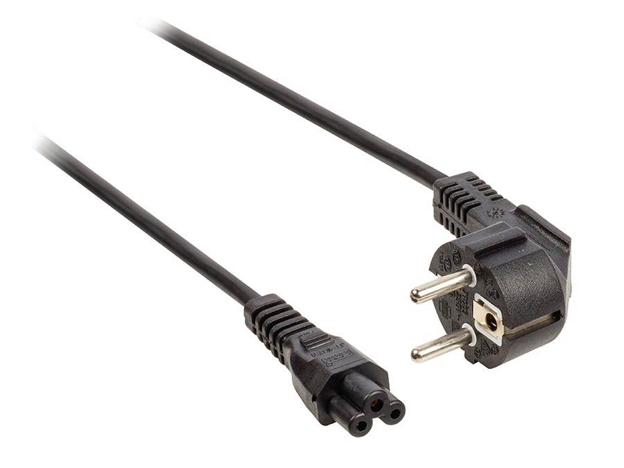 power cable, black, 3 x 0,75 mm, Schuko to C5, 250 volt, 5 meter