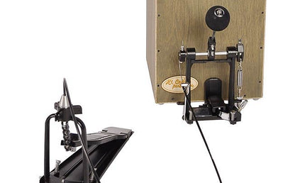 cajon pedal, beater with cable connected remote pedal