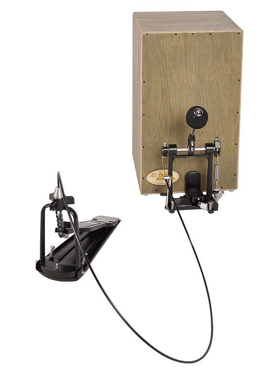 cajon pedal, beater with cable connected remote pedal