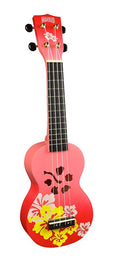 soprano ukulele HIBISCUS, red burst, with bag