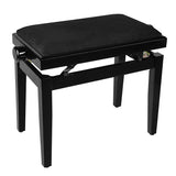 Boston - PB1/1020 - Piano Bench - Adjustable Seat (55,5x32,5x48-56cm), Glossy Black With Black Velvet Seat