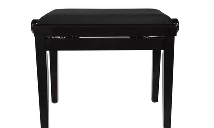 piano bench with adjustable seat (55,5x32,5x48-56cm), glossy black with black velvet seat