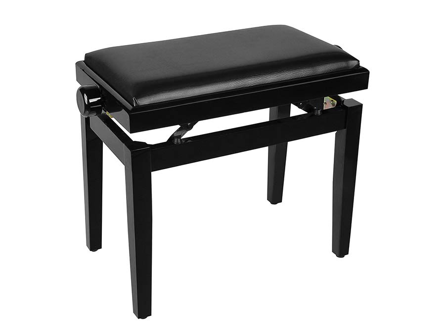 Boston - PB1/1025 - Piano Bench - Adjustable Seat (55,5x32,5x48-56cm), Glossy Black With Black Vinyl Seat
