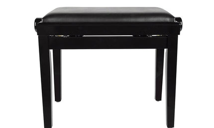 piano bench with adjustable seat (55,5x32,5x48-56cm), glossy black with black vinyl seat