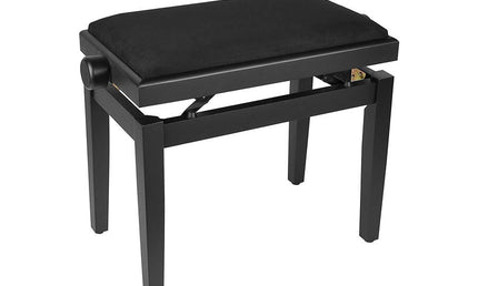 piano bench with adjustable seat (55,5x32,5x48-56cm), satin black with black velvet seat