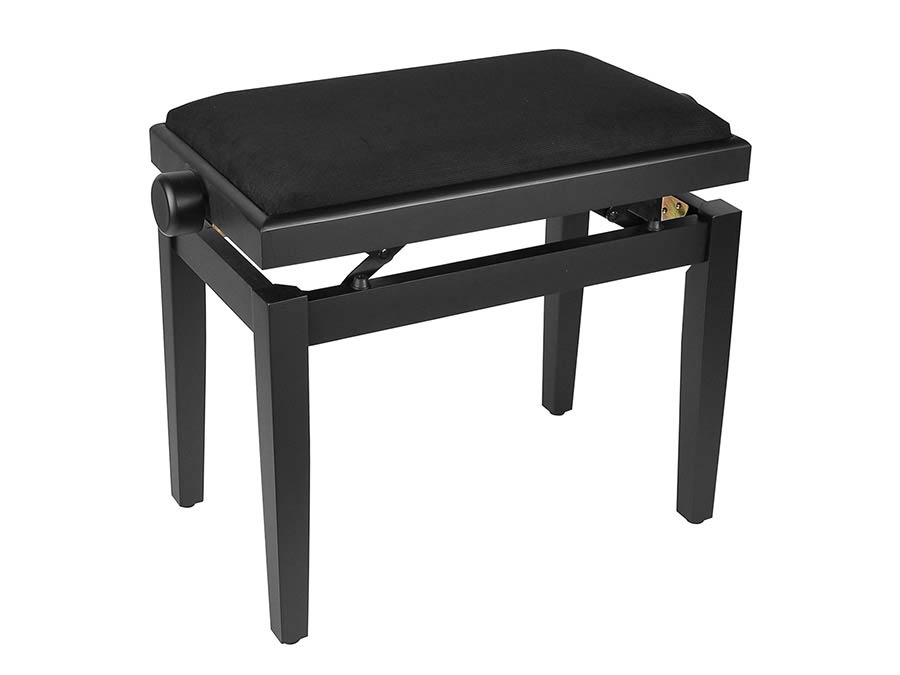 Boston - PB1/1520 - Piano Bench - Adjustable Seat (55,5x32,5x48-56cm), Satin Black With Black Velvet Seat