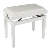 Boston - PB1/3040 - Piano Bench - Adjustable Seat (55,5x32,5x48-56cm), Glossy White With White Velvet Seat