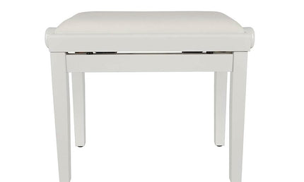 piano bench with adjustable seat (55,5x32,5x48-56cm), glossy white with white velvet seat