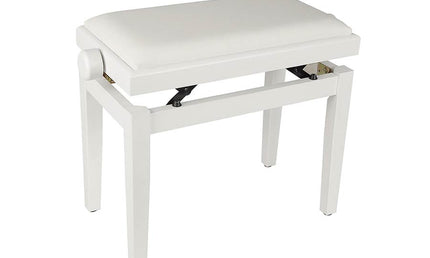 piano bench with adjustable seat (55,5x32,5x48-56cm), satin white with white velvet seat