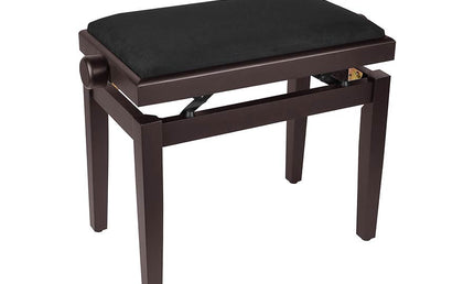 piano bench with adjustable seat (55,5x32,5x48-56cm), satin rosewood with black velvet seat