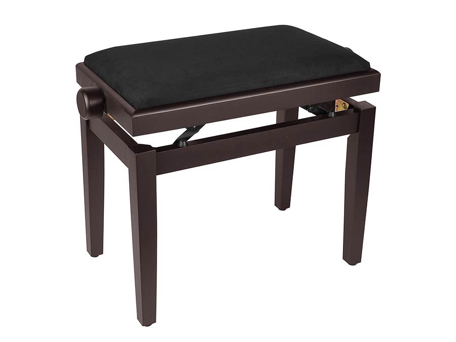 piano bench with adjustable seat (55,5x32,5x48-56cm), satin rosewood with black velvet seat