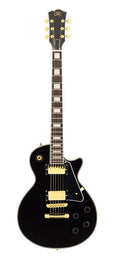 LP Custom style electric guitar, mahagony body, plain maple top, set neck, black