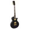 LP Custom style electric guitar, mahagony body, plain maple top, set neck, black