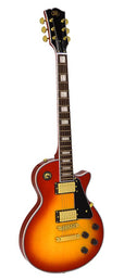 LP Custom style electric guitar, mahagony body, plain maple top, set neck, cherry sunburst