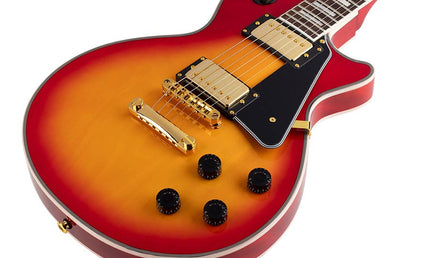 LP Custom style electric guitar, mahagony body, plain maple top, set neck, cherry sunburst