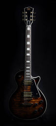 LP Custom style electric guitar, mahagony body, quilted maple top, set neck, tobacco sunburst