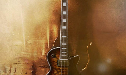 LP Custom style electric guitar, mahagony body, quilted maple top, set neck, tobacco sunburst