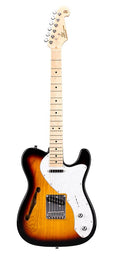 ASH Series thinline Teaser style electric guitar, American swamp ash, maple fb, 3 tone sunburst