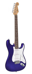 electric guitar, with 3 single coil pickups and vintage tremolo, bag, electric blue