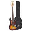 J-style electric bass guitar, 3 tone sunburst, with gig bag