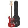 J-style electric bass guitar, candy apple red, with gig bag