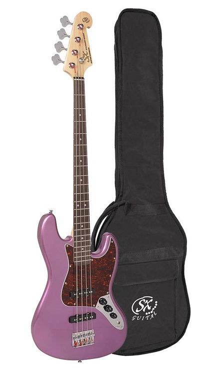 J-style electric bass guitar, midnight purple, with gig bag