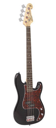 P-style electric bass guitar, black, with gig bag