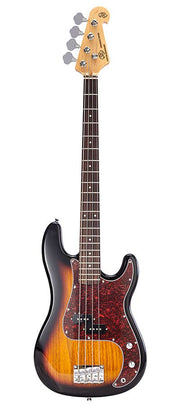 SX P-Style elektrische basgitaar met split single coil element, inclusief draagtas, 3-standenregelaar