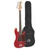 P-style electric bass guitar, candy apple red, with gig bag