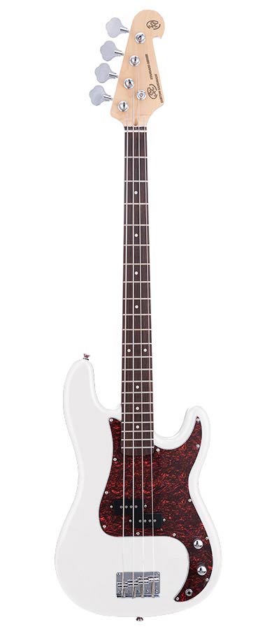 SX BD2 P-Style elektrische basgitaar met tas – wit