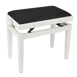 Boston - PB1/3520 - Piano Bench - Adjustable Seat (55,5x32,5x48-56cm), Satin White With Black Velvet Seat