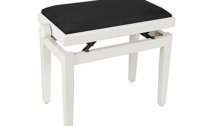 piano bench with adjustable seat (55,5x32,5x48-56cm), satin white with black velvet seat